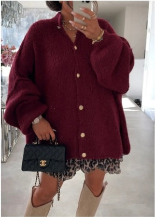 Gilet large bouton doré
