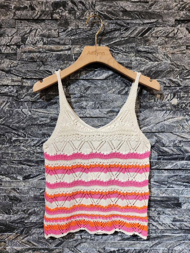 Top maille crochet multicolore Fuchsia U3750 (Copie) - leyily