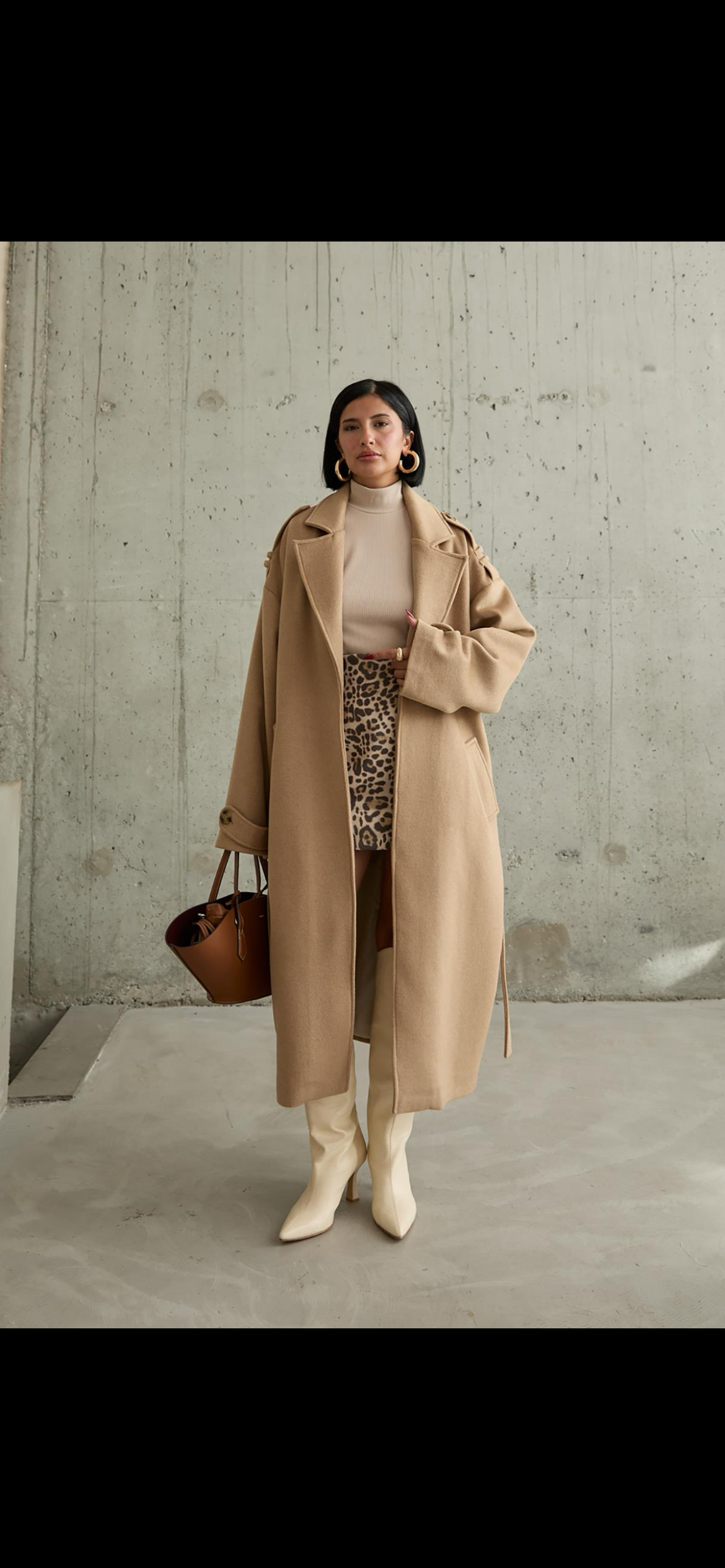 Manteau long ceinturé