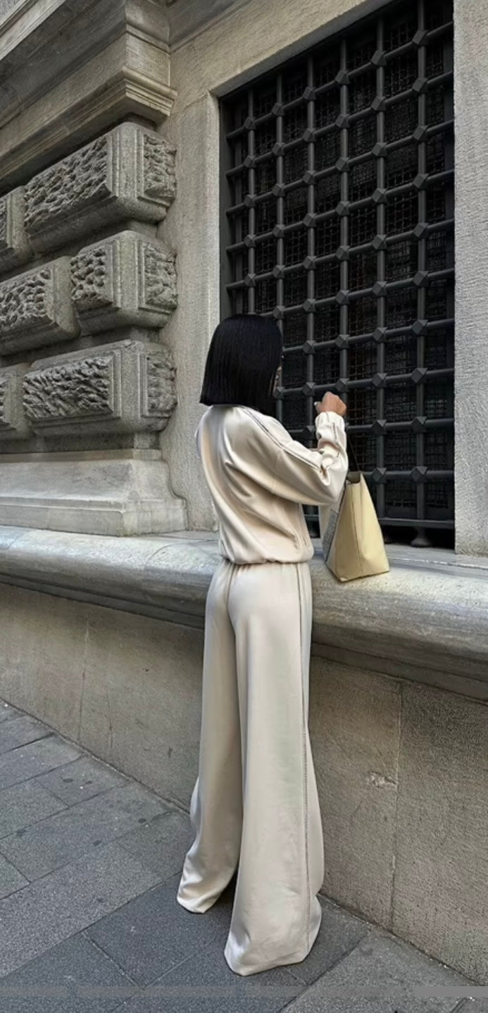 Ensemble de survêtement tendance avec motif strass sur les côtés - leyily