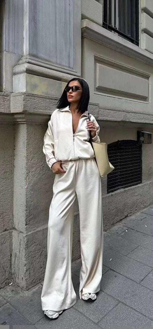 Ensemble de survêtement tendance avec motif strass sur les côtés - leyily