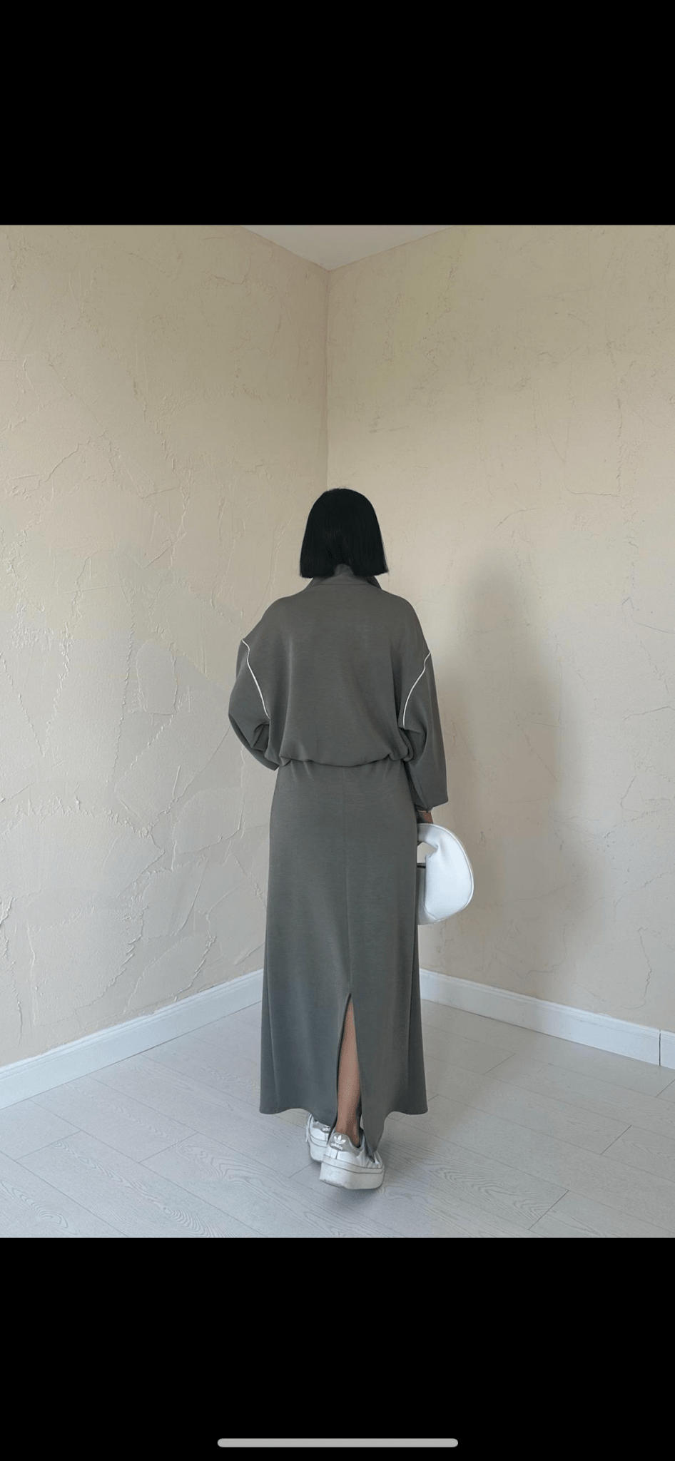 Ensemble sweat-shirt à zip et jupe - leyily