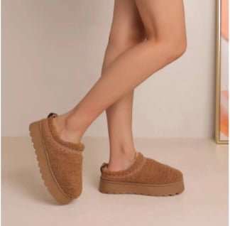 Mule chaussons fourré plate - forme - leyily