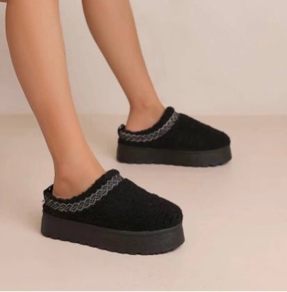 Mule chaussons fourré plate - forme - leyily