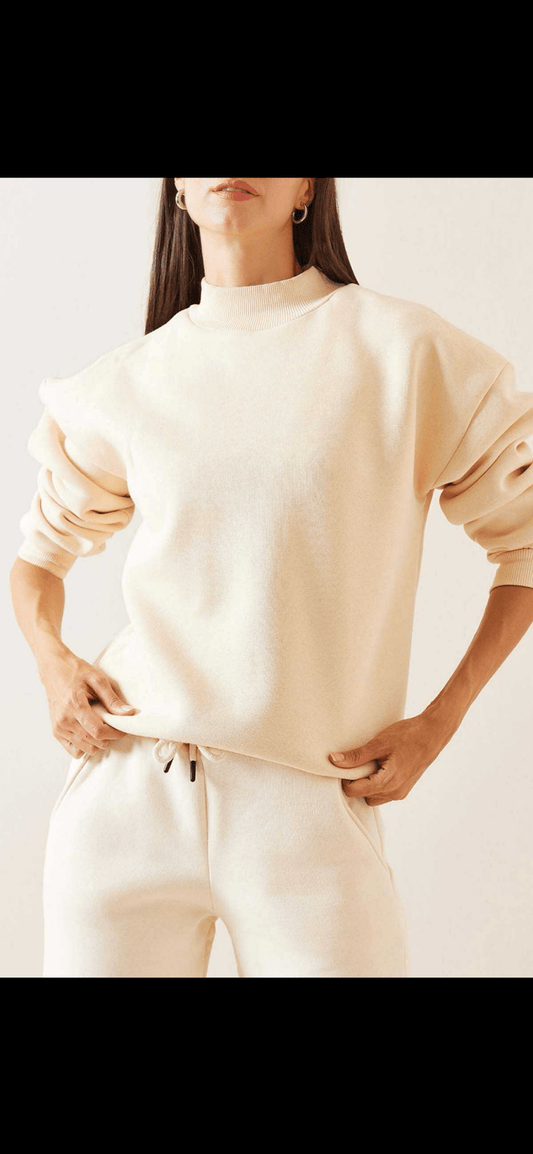 Pull sweat-shirt beige - leyily