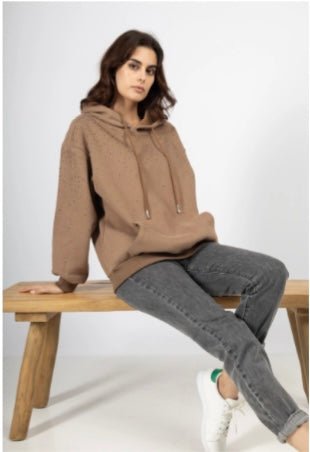 Sweat-shirt à capuche et strass - leyily