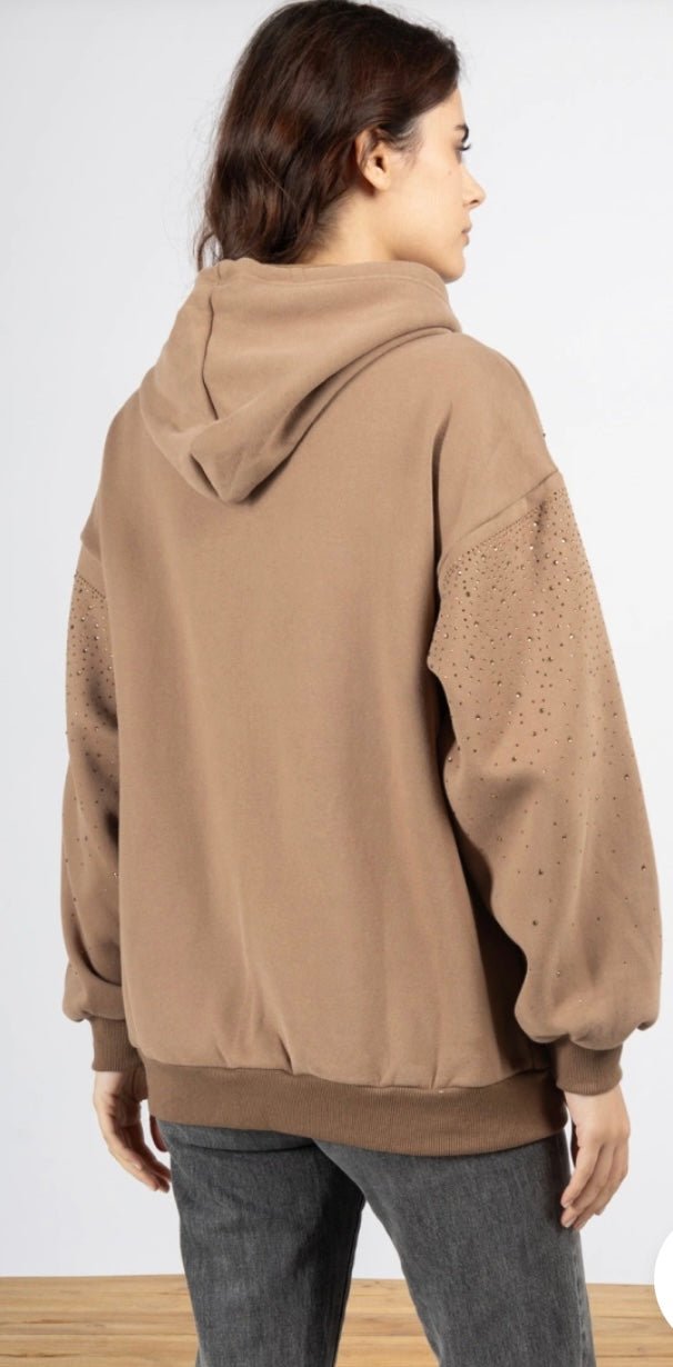 Sweat-shirt à capuche et strass - leyily