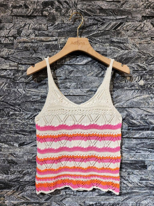 Top maille crochet multicolore Fuchsia U3750 (Copie) - leyily