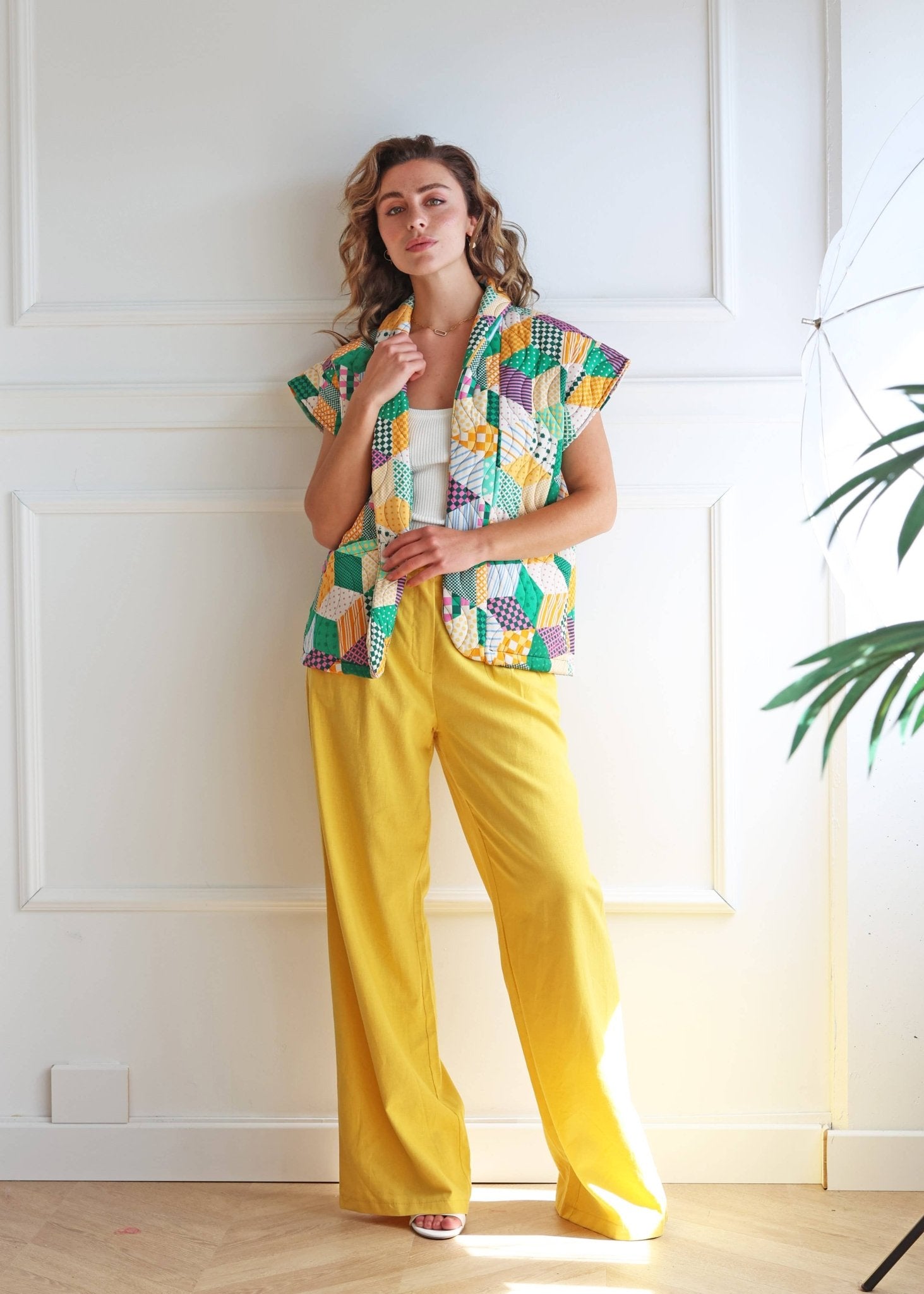 Veste matelassée sans manches imprimé géométrique 7316G - leyily